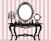 interior scene with antique furniture old mirror candelabra and 7w61Om clipart