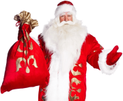 real santa claus happy with a red bag png