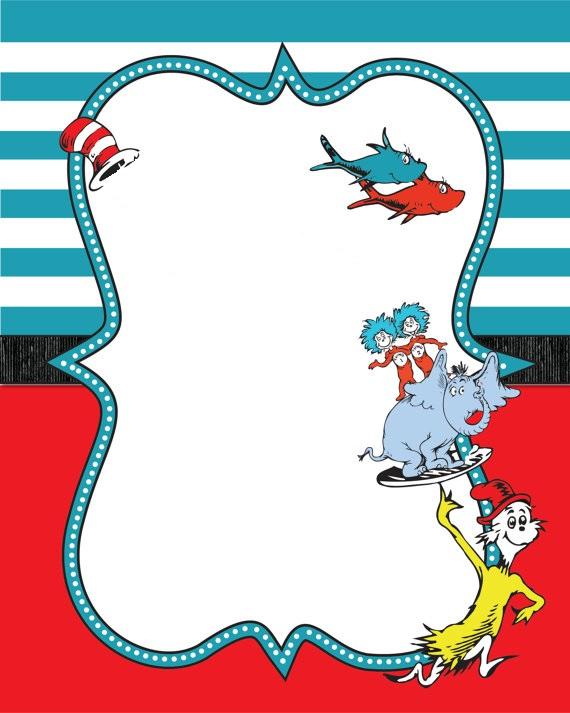 Dr Seuss Border Guest Book Baby Shower Invitation