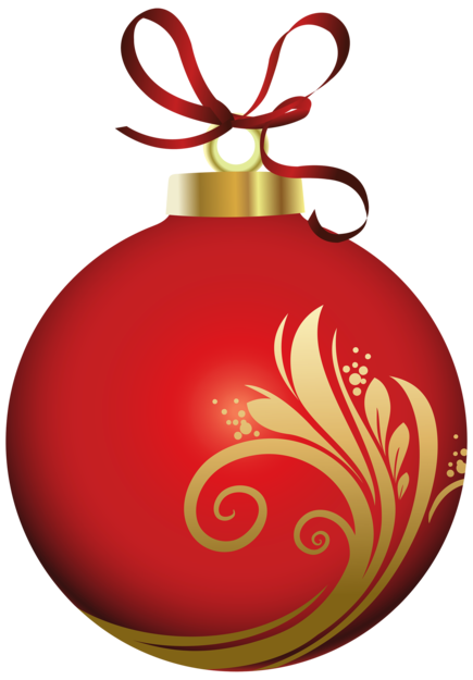Red Christmas Ball With Decoration Png Clipar