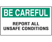 workplace safety reminder signs careful report all unsafe conditions PmMBfz clipart