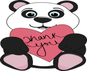 thank you panda bear holding a heart with the words thank you on R9nvrf clipart