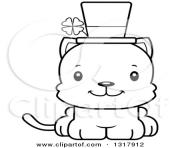 cartoon black and white cute mad irish st patricks day kitten cat by IqC383 clipart