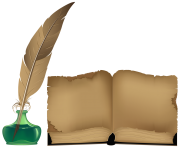 Ancient Book and Inkwell PNG ClipArt