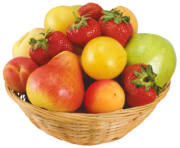 Fruits in Wicker Bowl PNG Clipart