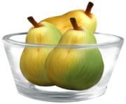 Pears in a Glass Bowl PNG Clipart