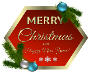 Merry Christmas Red Decor with Ornaments PNG Clipar