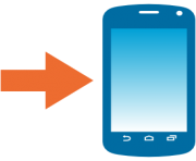 emoji android mobile phone with rightwards arrow at left