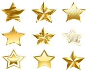 Transparent Golden Stars Set PNG Clipart