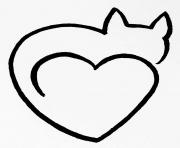 cat heart clipart black and white one line art by minh tan