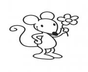 mouse with flower clipart
