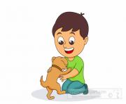 happy dog with kid clipart