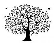 tree clipart black and white birds