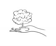 hand holding a tree clipart black and white