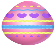 Easter Pink Egg with Hearts PNG