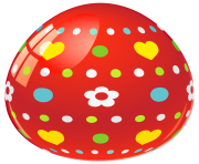 Red Easter Egg with Flowers and Hearts PNG Picture