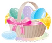 Delicate Basket with Easter Eggs PNG Clipart