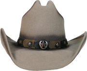 Grey cowboy hat with black star belt