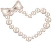 Pearl Heart with Bow Transparent PNG Clip Art Image