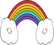 rainbow clipart smiling clouds