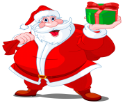 santa claus with green gift
