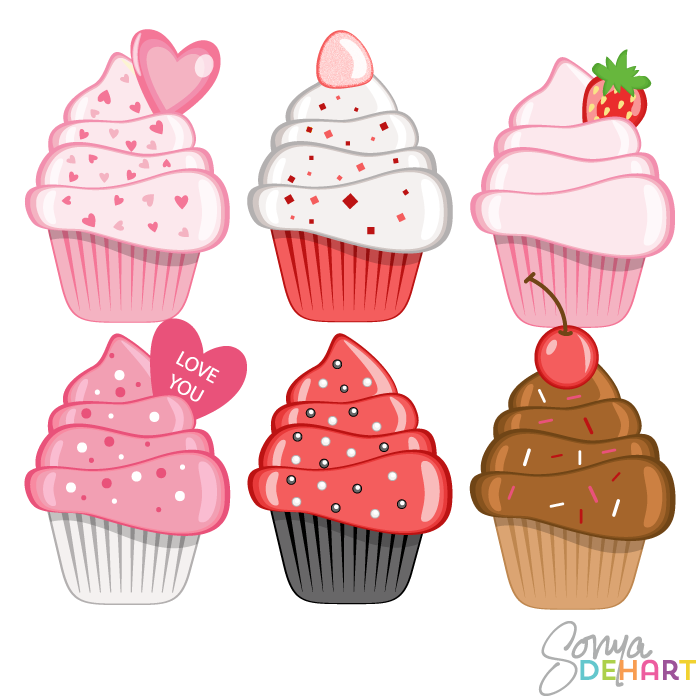 vector clip art valentine s day cupcakes WDB8u5 clipart