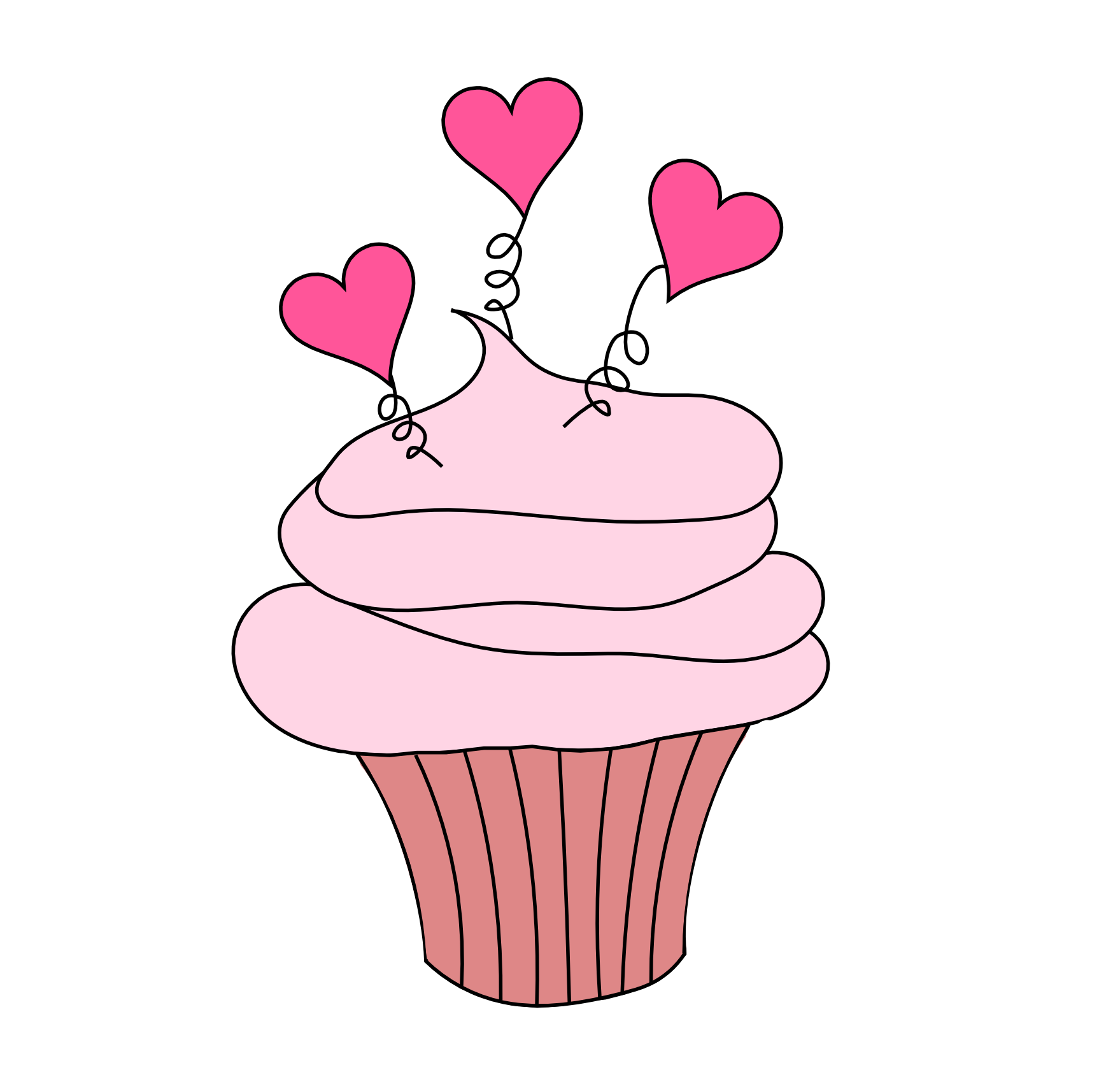 free valentine s day digital stamp cupcake with hearts free WpPID9 clipart