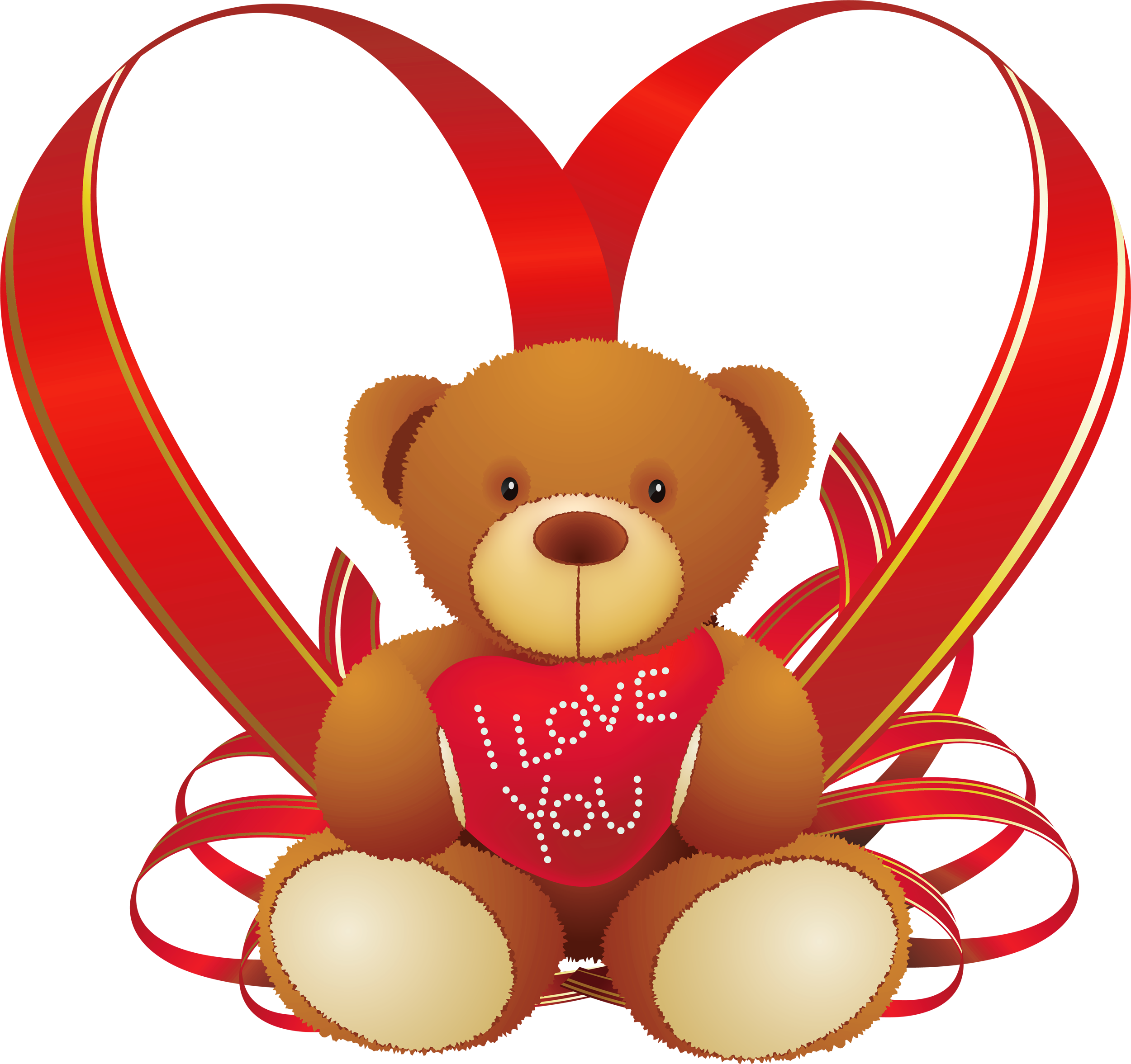 Red Heart with Teddy Bear PNG Clipart