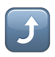 ios emoji arrow pointing rightwards then curving upwards