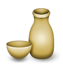 ios emoji sake bottle and cup