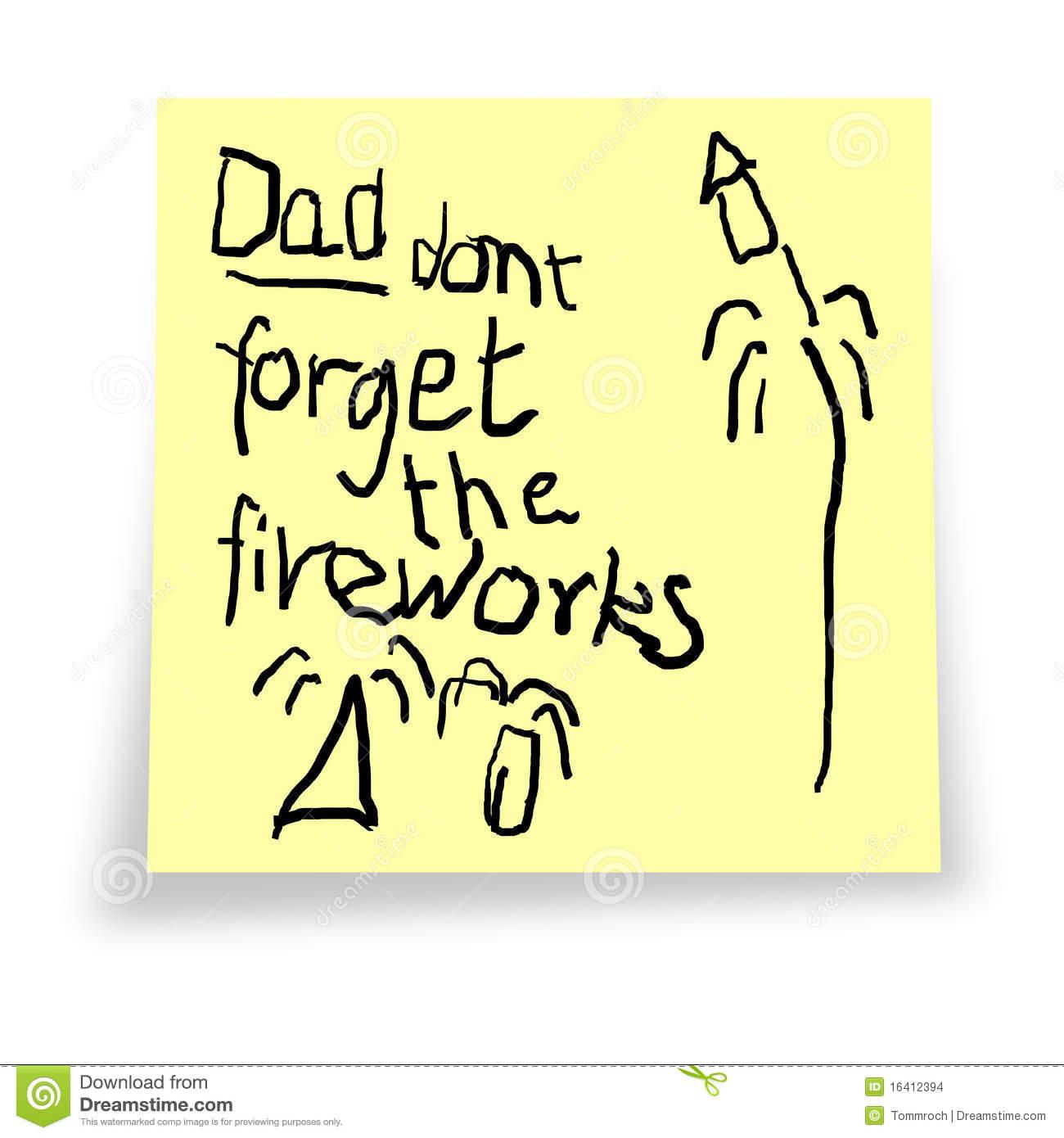 dad don t forget the fireworks reminder notelet from child 7jbDTf clipart