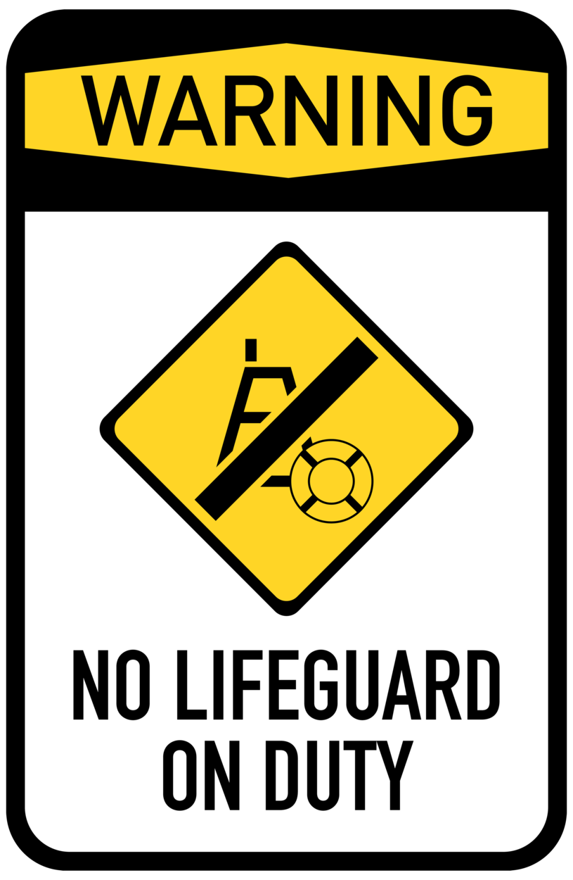 No Lifeguard on Duty Sign PNG Clip Art