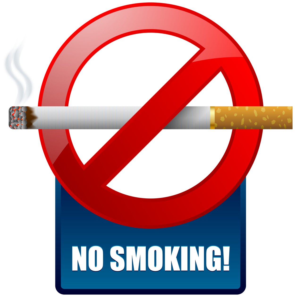 Blue No Smoking Warning Sign PNG Clipart