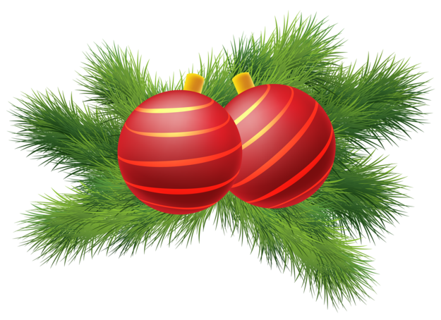 Christmas Decor with Red Christmas Balls PNG Clipa