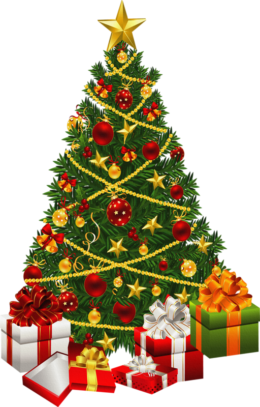 fir tree png transparent christmas with gifts
