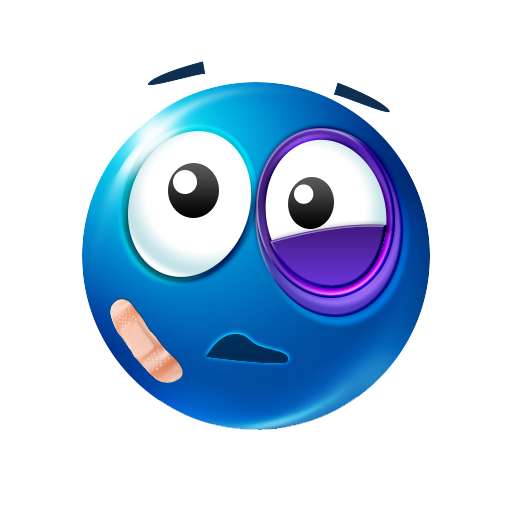 black eye emoji blue