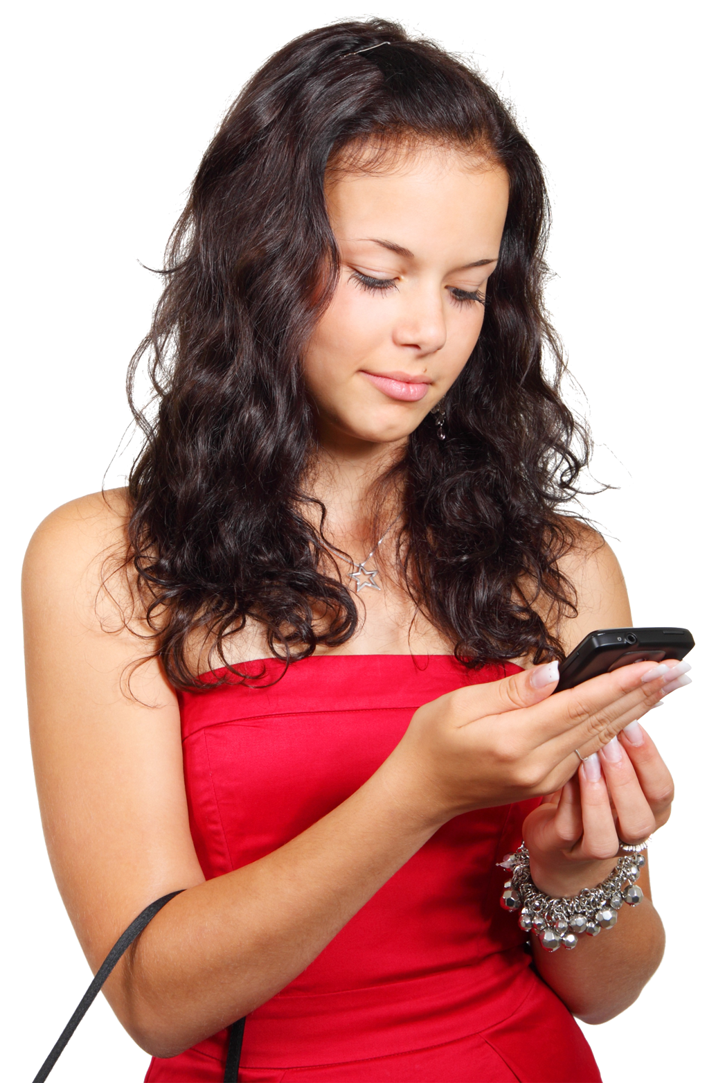  Girl  Using Mobile  Phone PNG Image