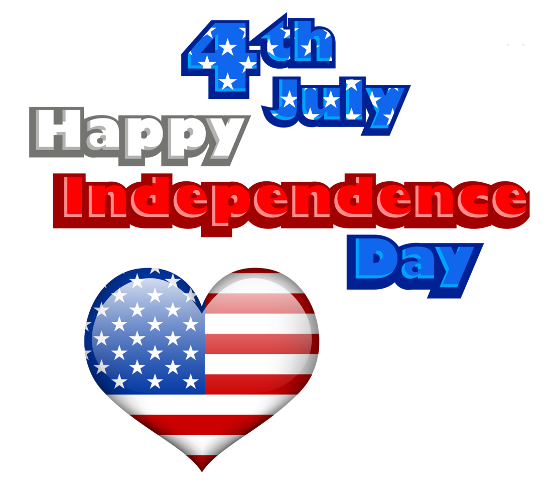 Happy Independance Day with Flag Heart PNG Clipart