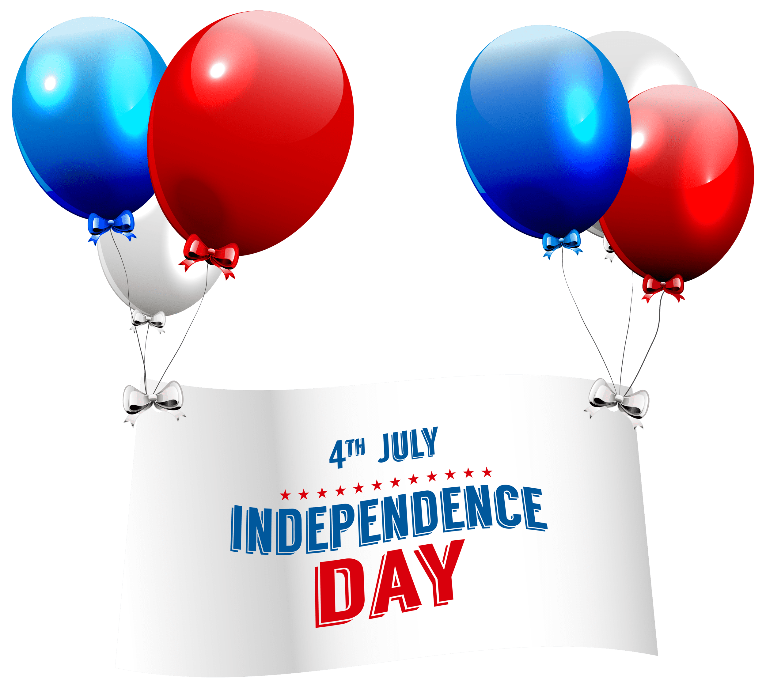 Independence Day with Balloons Transparent PNG Clip Art Image