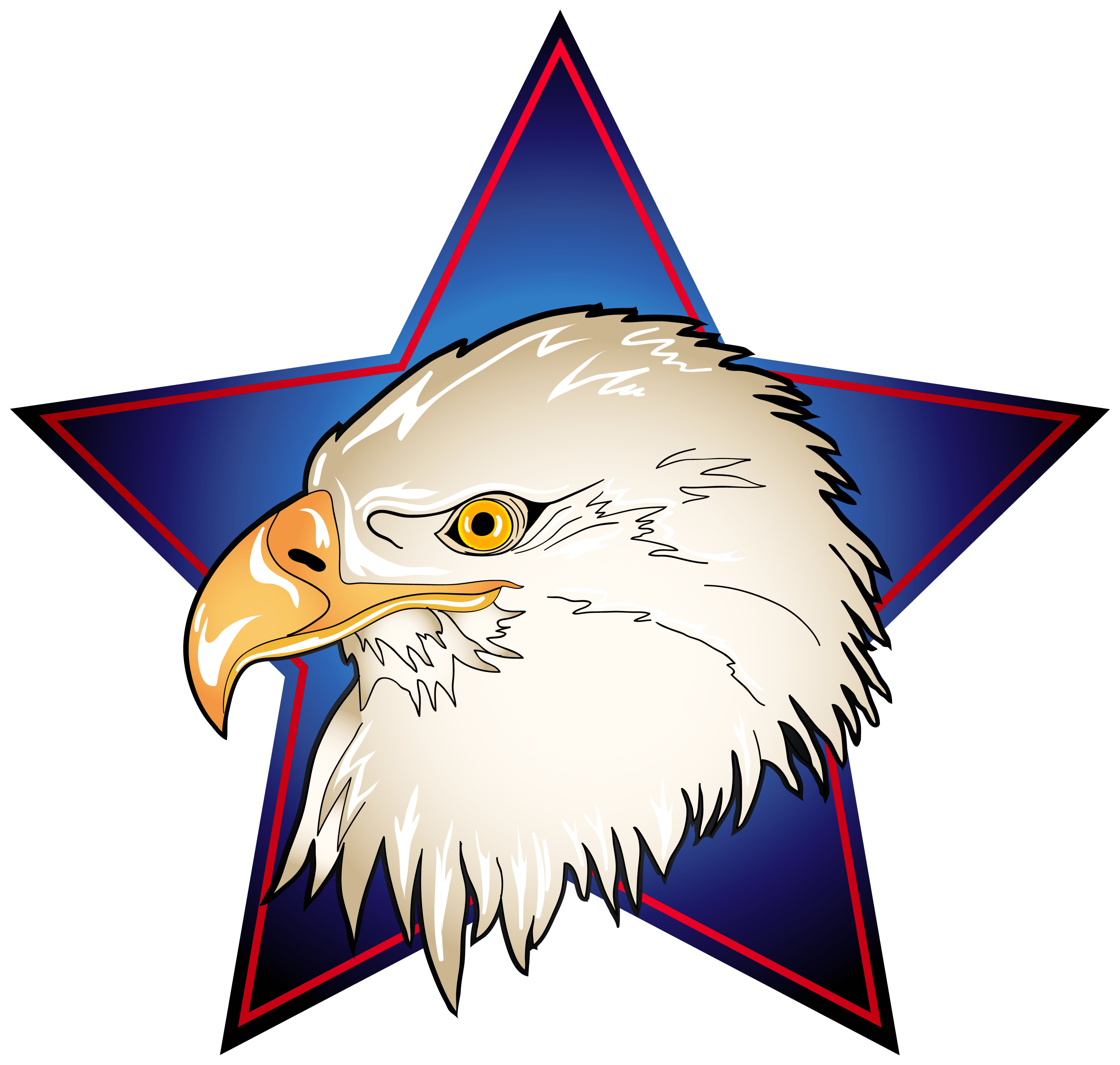 Eagle Head in Blue Star Transparent PNG Clip Art Image