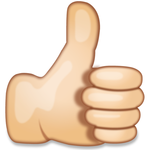 Thumbs Up Hand Sign Emoji White Skin