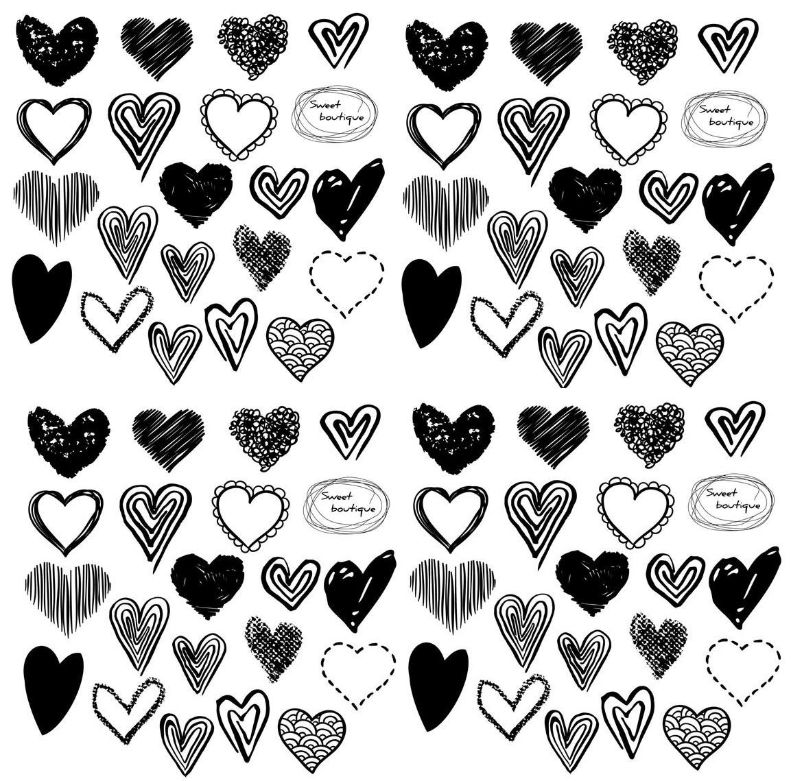 small hearts cliparts black and white