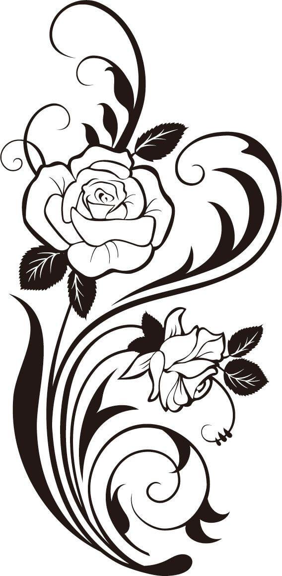 roses clip art black and white