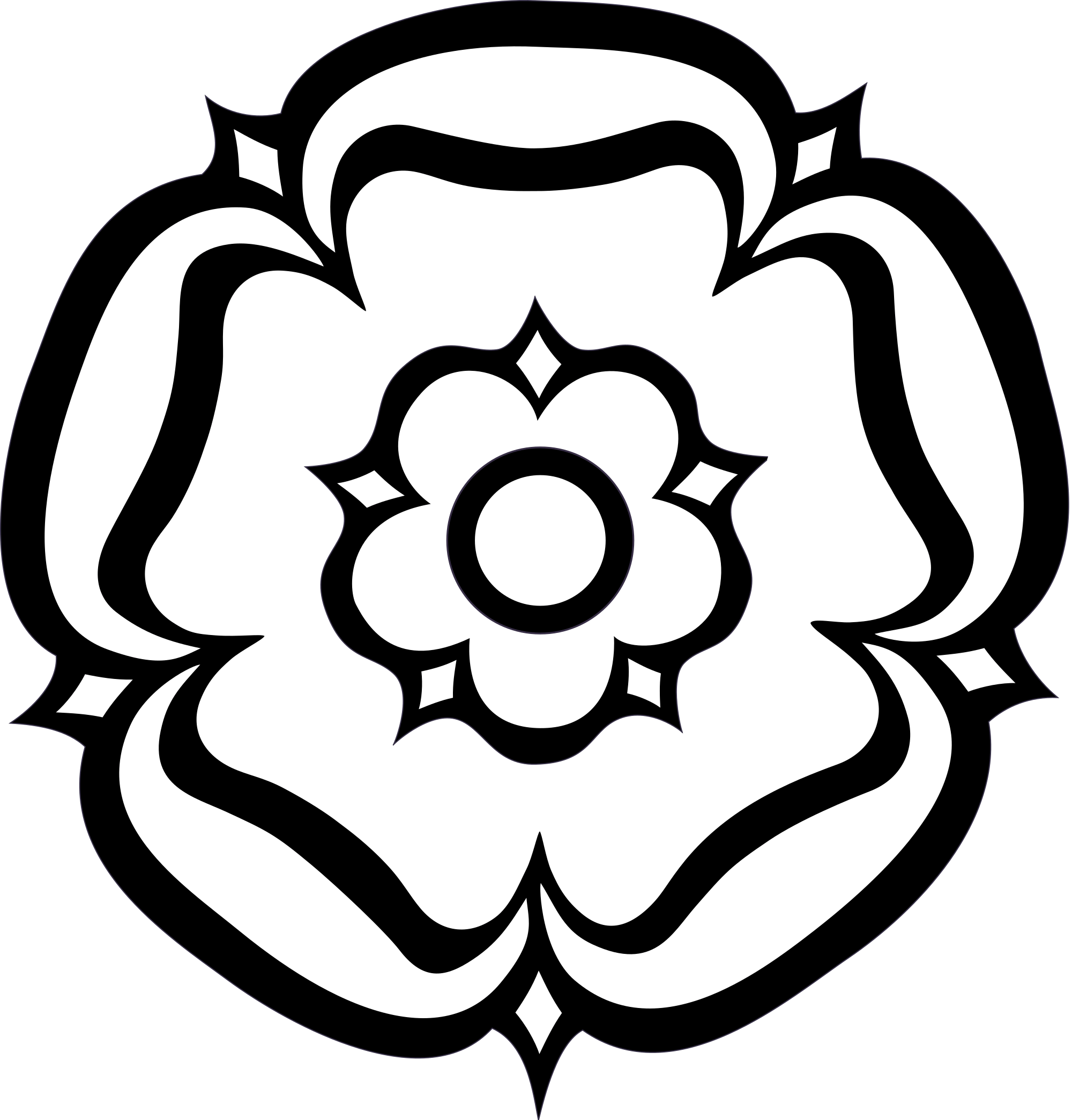 York Rose Flower Clipart Black And White