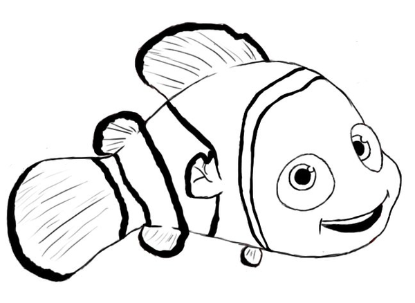 nemo fish black and white clipart