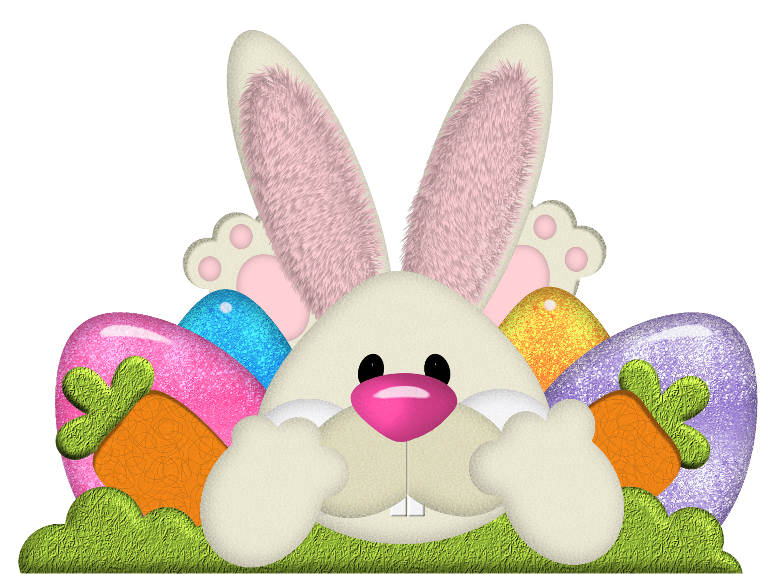 Easter Bunny With Eggs Transparent PNG Clipart