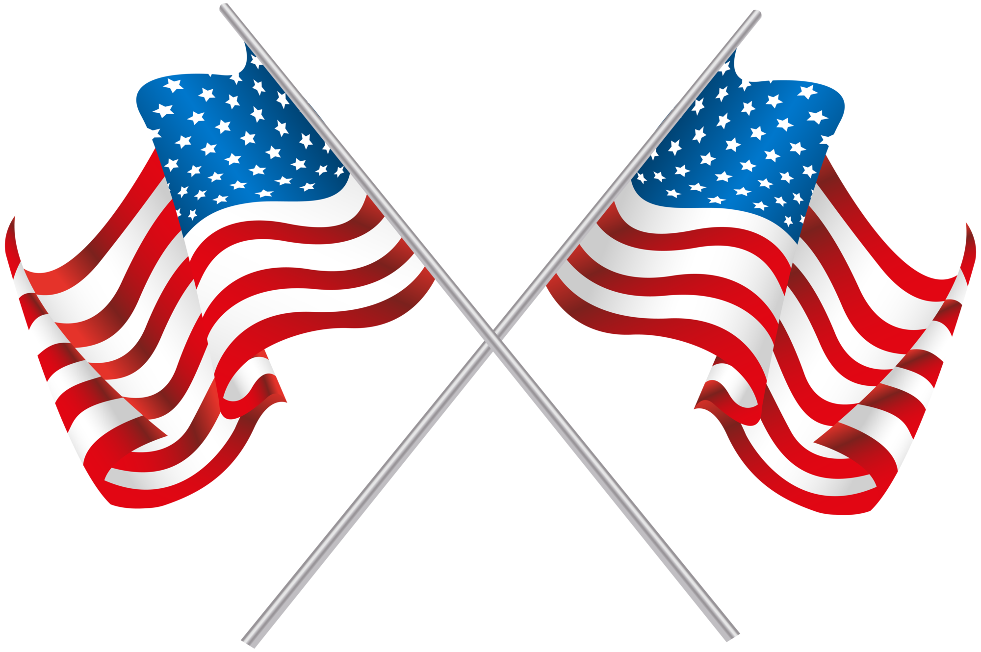 Download USA Crossed Flags PNG Clip Art Image