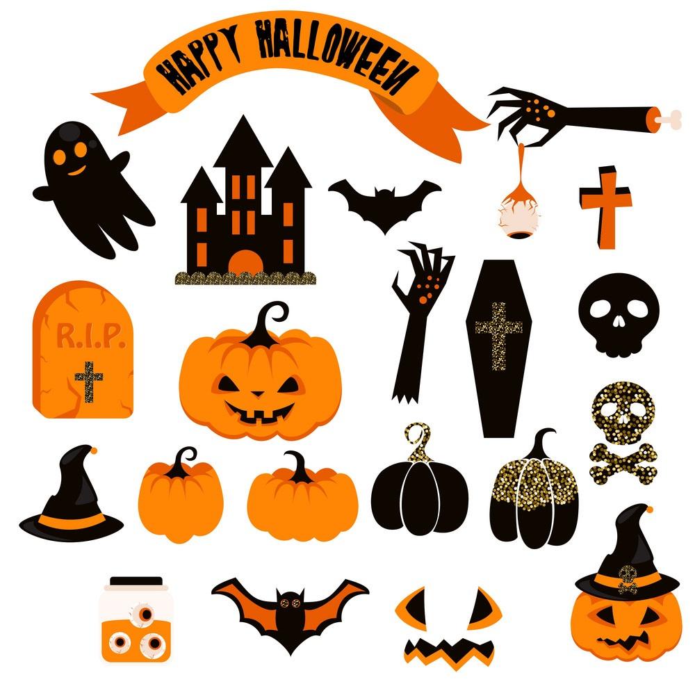 halloween clipart set spooky pumpkin icons