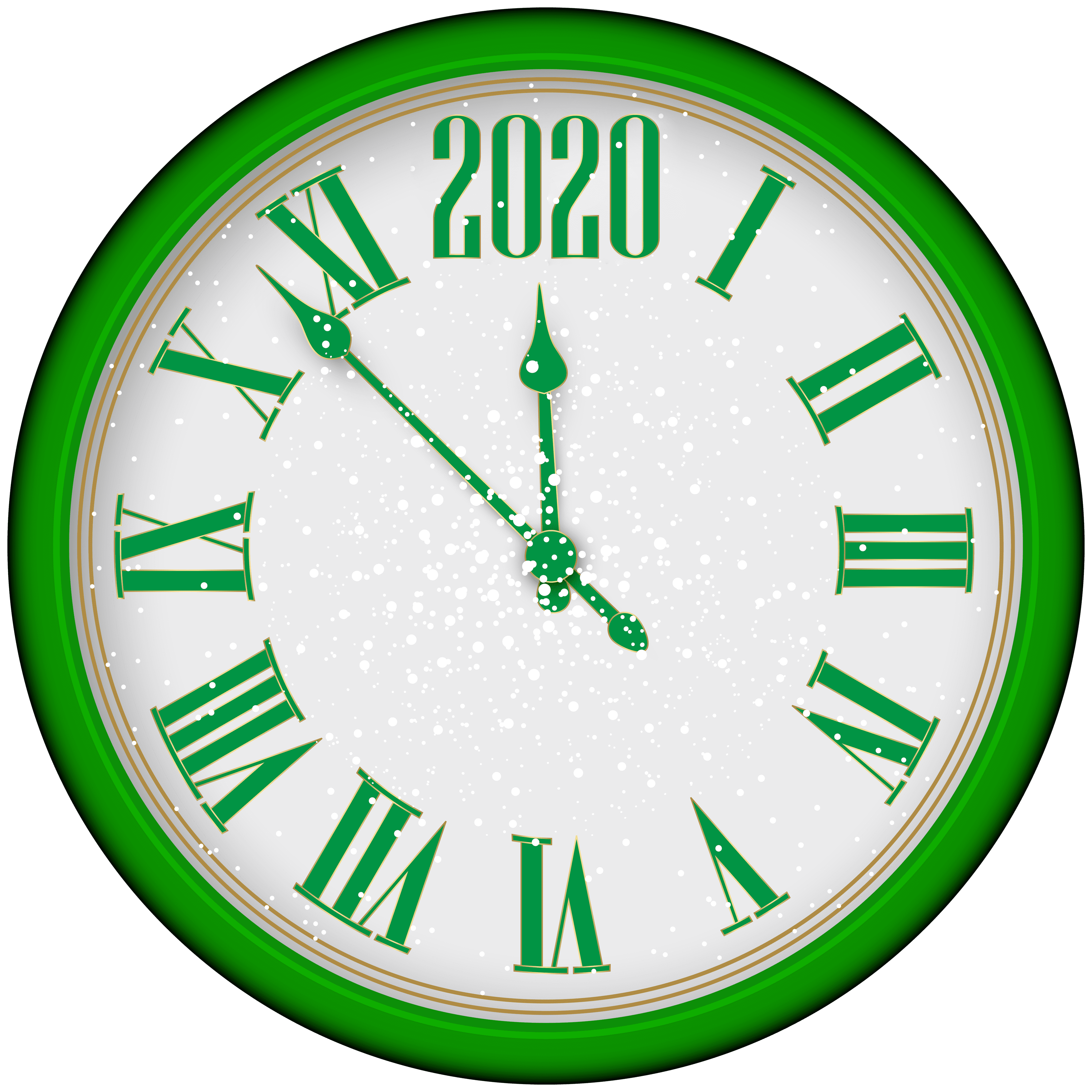 2020 New Year Green Clock PNG Clip Art