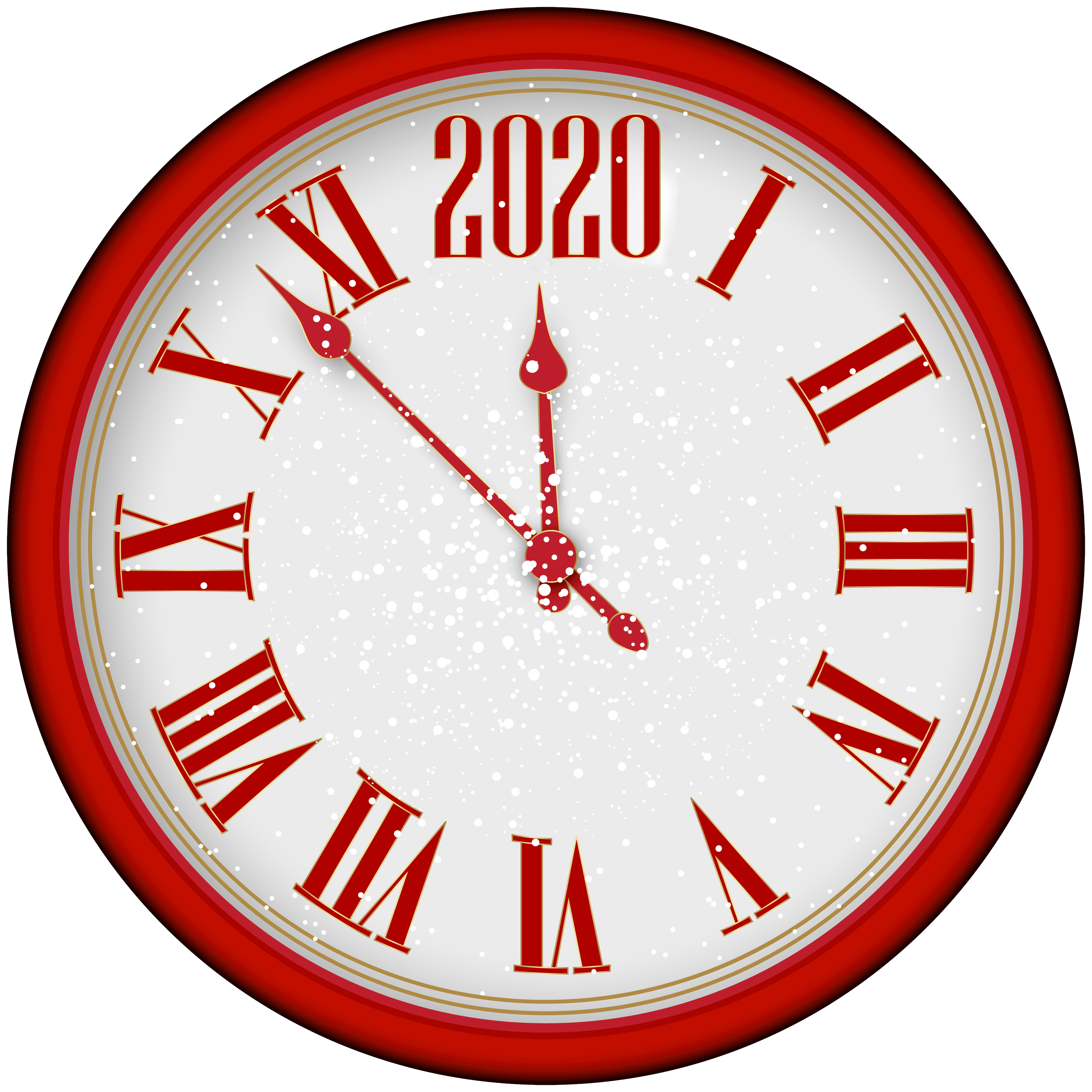 2020 New Year Red Clock PNG Clip Art